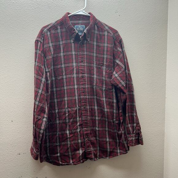 VTG Woolrich Red Tartan Plaid Button Up Shirt Large Soft Cotton Vintage 90s - Picture 1 of 3